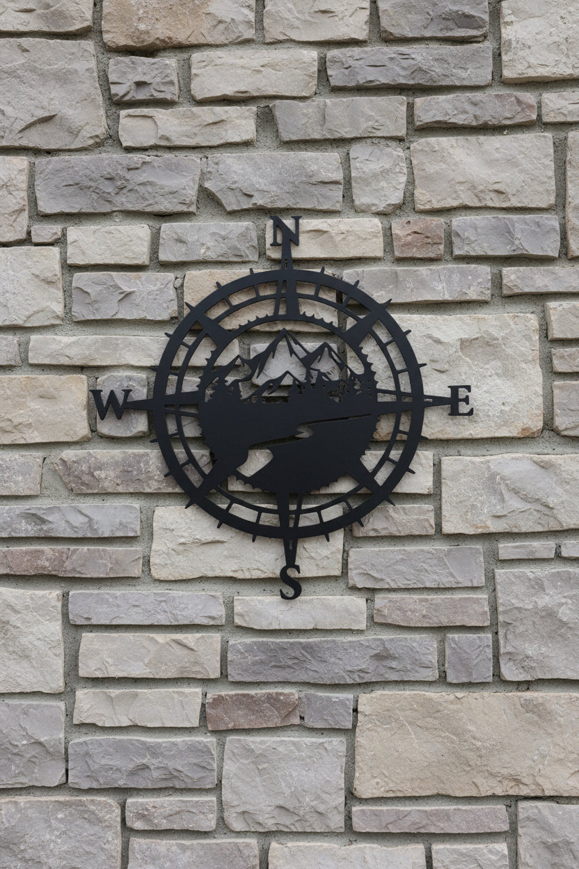 Mountain Compass Metal Wall Art