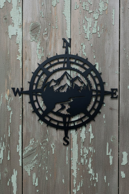 Mountain Compass Metal Wall Art